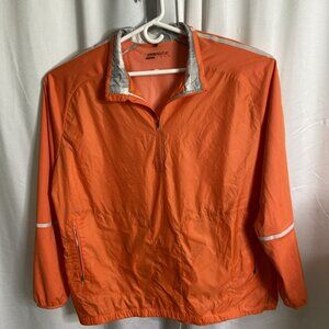 Nike Golf  Windbreaker Jacket Mens Orange XXL 1/4 Zip Soccer Pockets Pouch